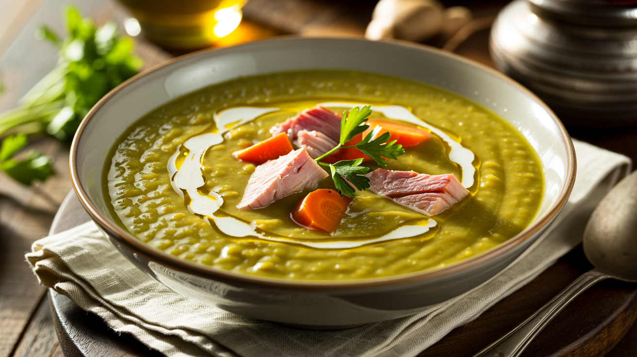 Slow Cooker Split Pea Soup Recipe - Easy & Hearty plated