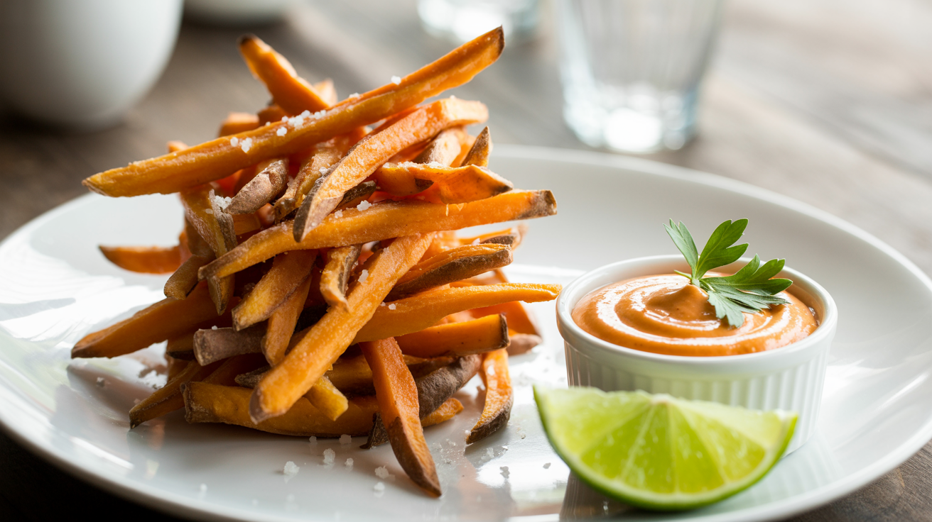 Air Fryer Sweet Potato Fries Recipe - Crispy & Easy plated