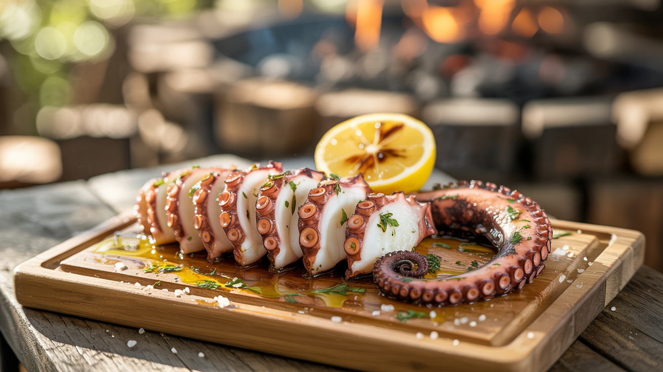 Grilled Octopus Recipe: Tender, Charred Perfection plated