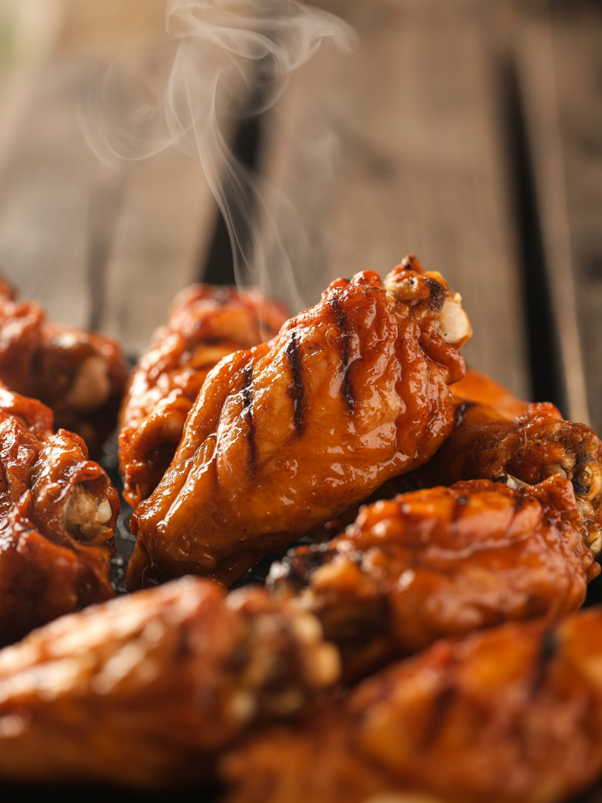 Grilled Buffalo Chicken Wings Recipe - Crispy and Bold closeup detail