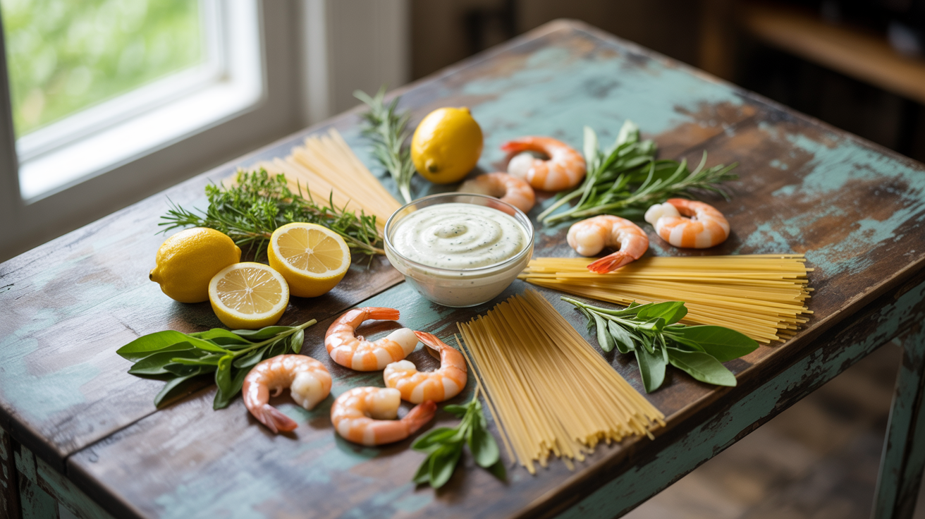Easy Creamy Lemon Shrimp Pasta Recipe - 20 Minutes ingredients
