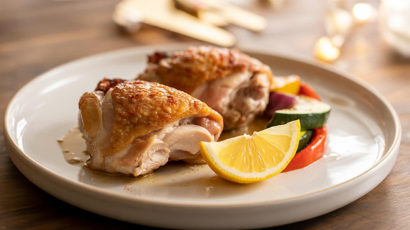 Air Fryer Chicken Thighs Recipe - Crispy & Juicy plated