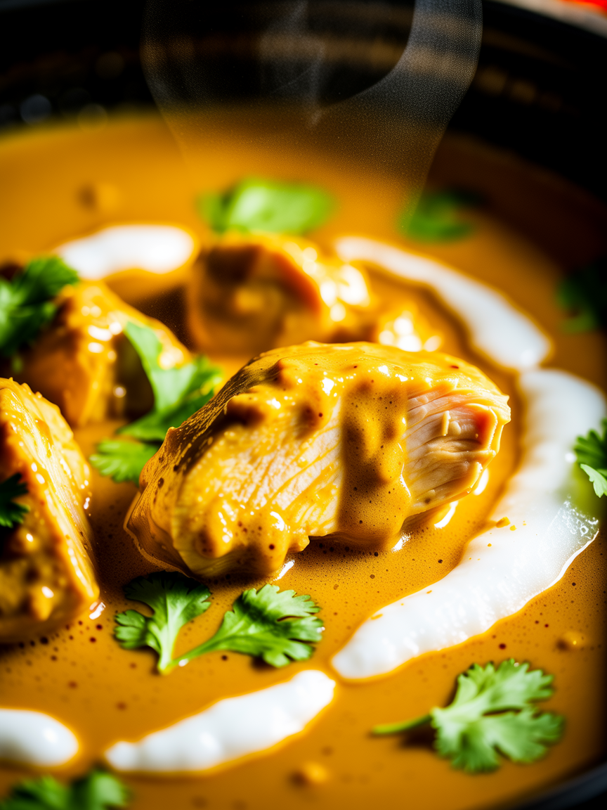 Slow Cooker Coconut Curry Chicken Recipe closeup detail