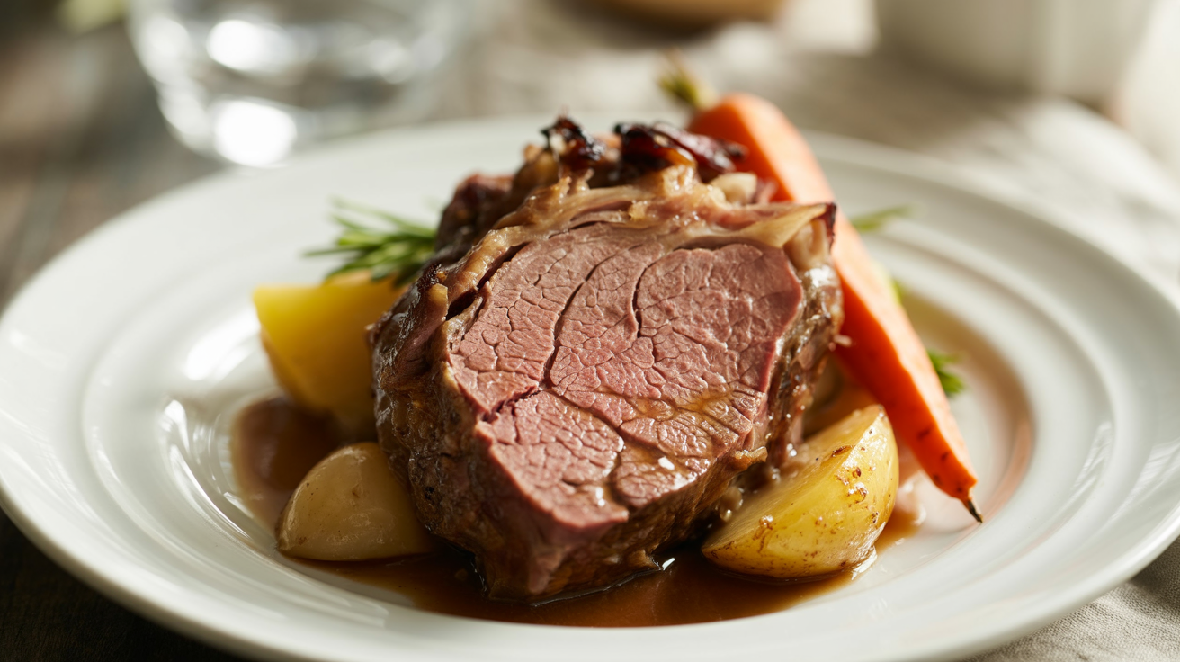 Slow Cooker Pot Roast Recipe - Tender & Flavorful plated