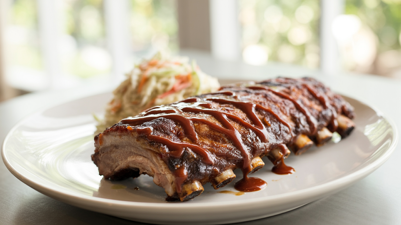 Slow Cooker BBQ Ribs - Fall-Off-The-Bone Tender Recipe plated