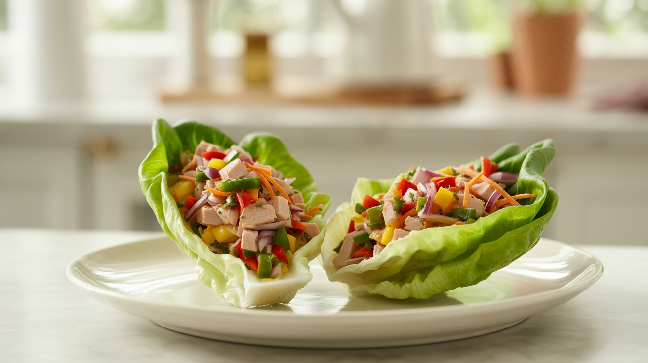 Turkey Lettuce Wrap Recipe - Fresh & Healthy 20-Minute Meal plated