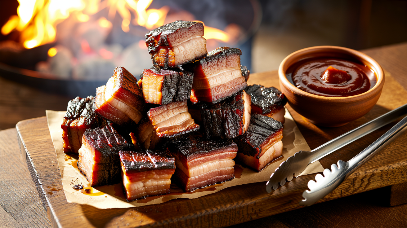 Pork Belly Burnt Ends Recipe: Smoky BBQ Candy plated
