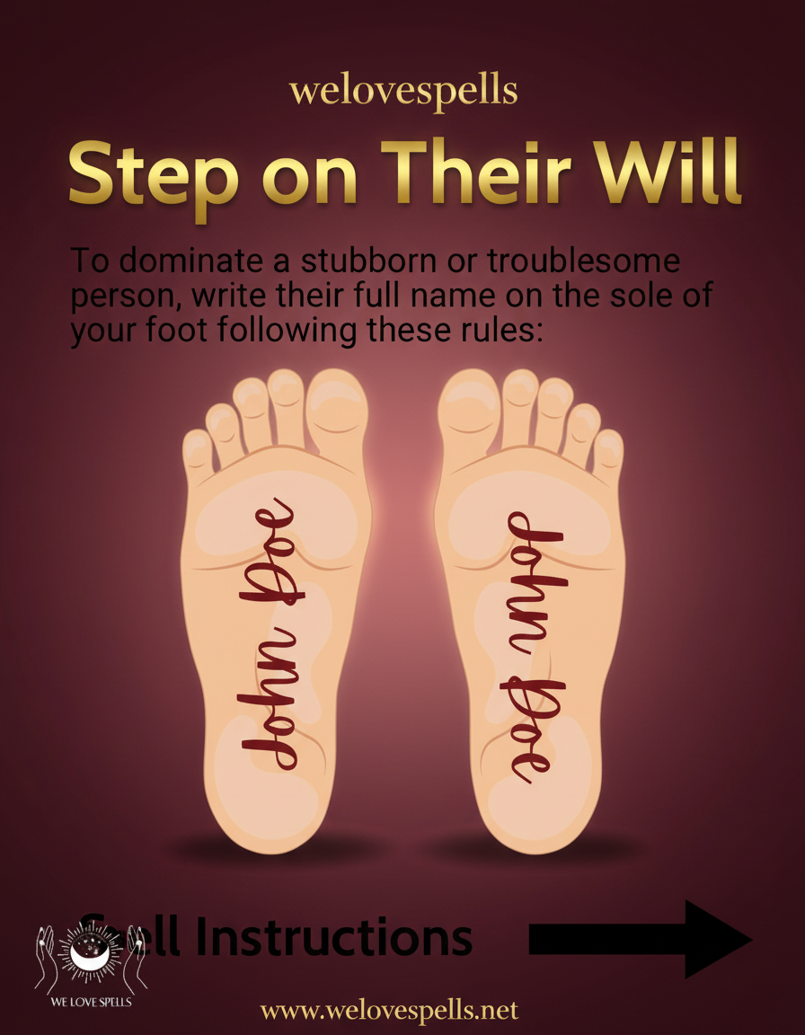 Hoodoo Domination Spell Illustration - foot writing guide