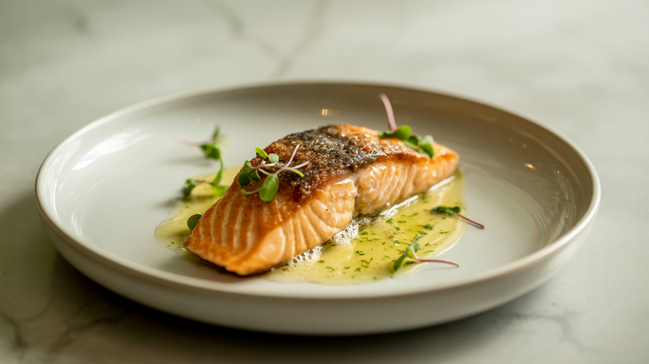 Garlic Butter Salmon Recipe: Crispy Pan-Seared Perfection plated