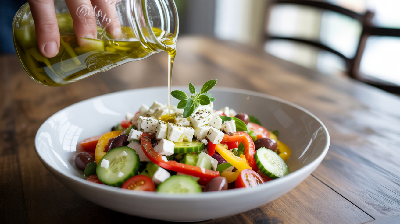 Mason Jar Greek Salad Recipe - Fresh & Portable plated