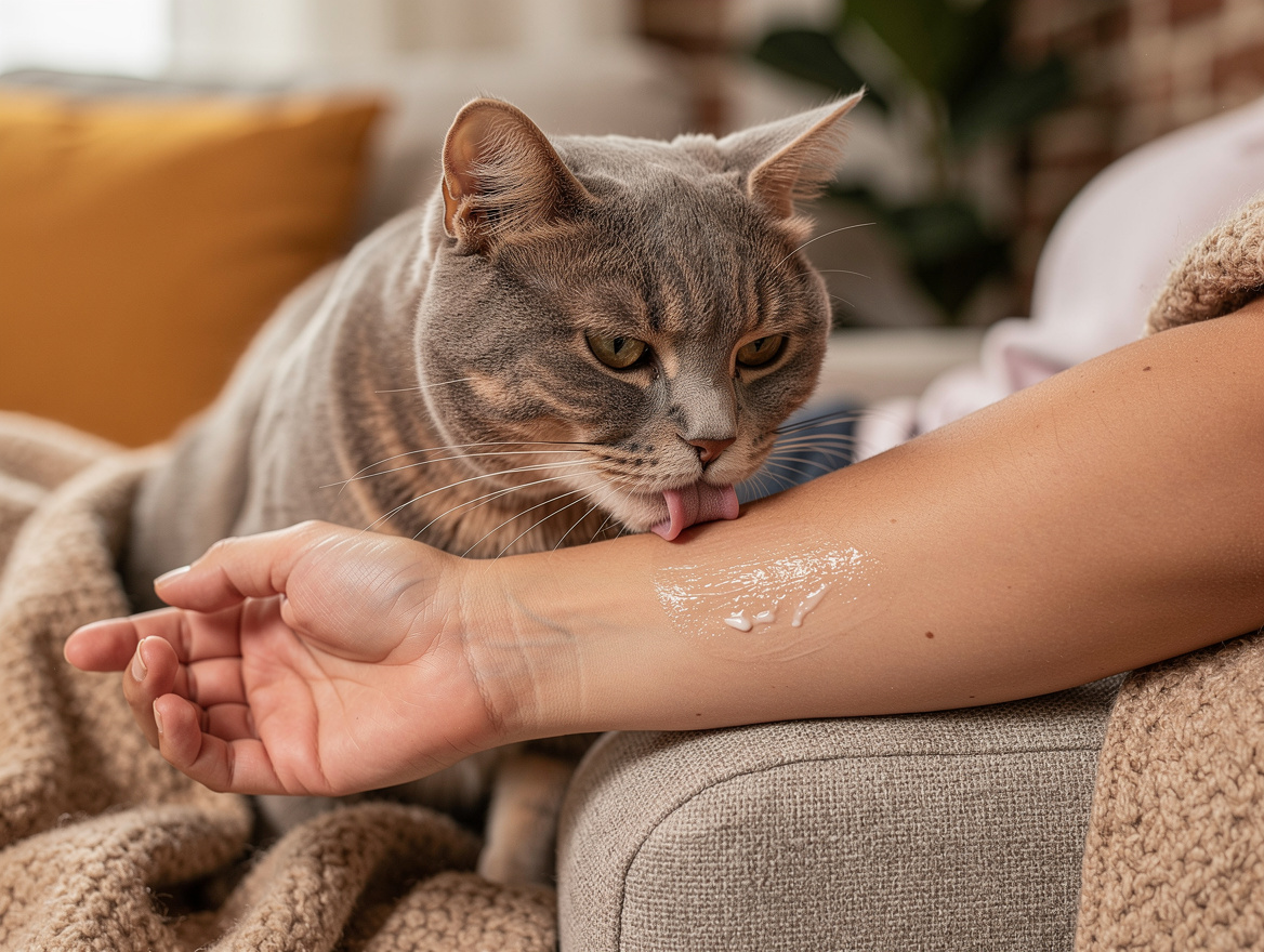 Le goût de votre peau : sel, crèmes et odeurs qui attirent votre chat – pourquoi mon chat me lèche