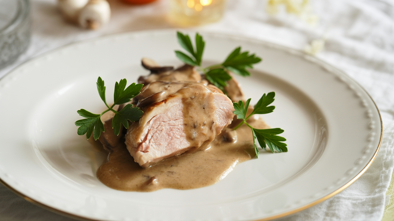 Creamy Mushroom Chicken Recipe - Easy 30-Minute Dinner plated