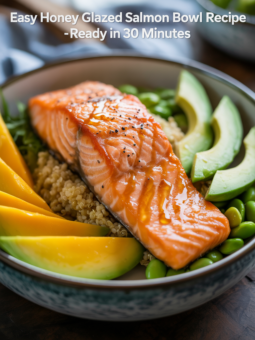 Easy Honey Glazed Salmon Bowl Recipe - Ready in 30 Minutes closeup detail