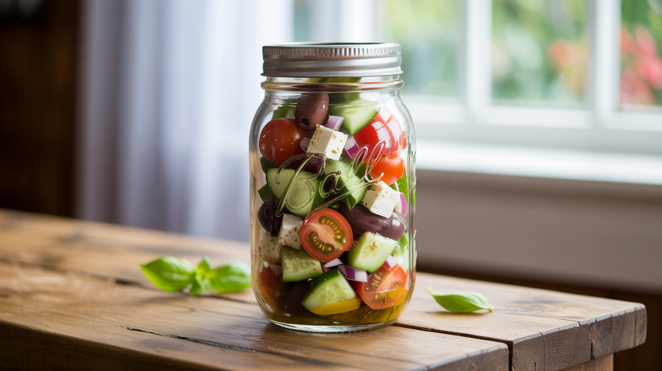 Mason Jar Greek Salad Recipe - Fresh & Portable
