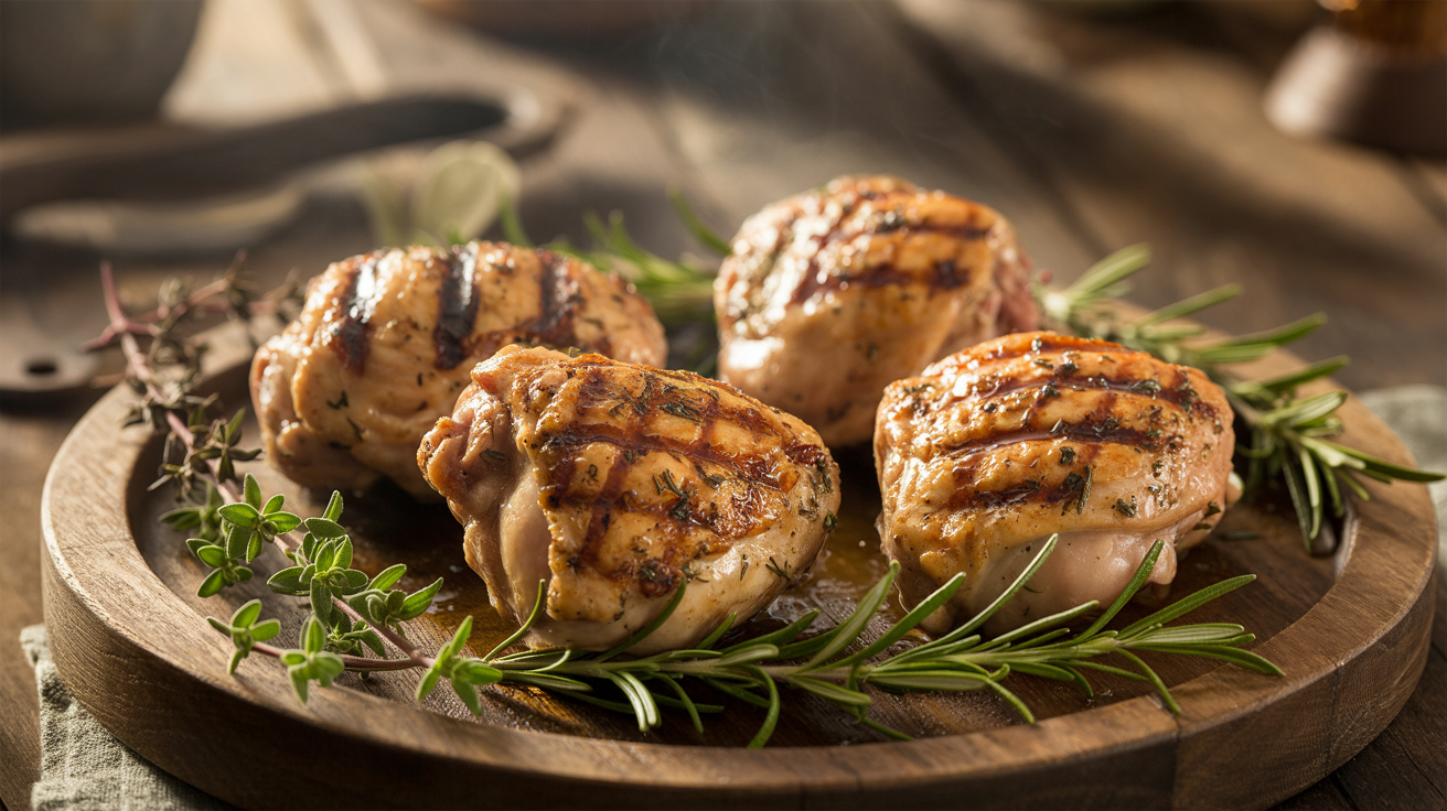 Grilled Chicken Thighs Recipe with Herb Marinade plated