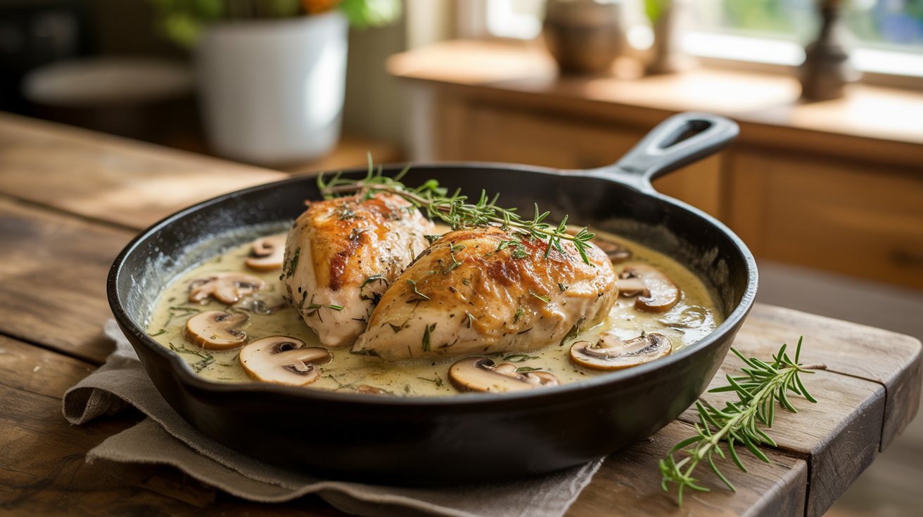 Creamy Mushroom Chicken Recipe - Easy One Pan Dinner