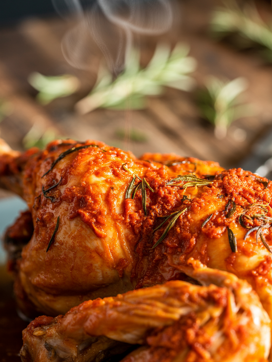 Harissa Roasted Chicken Recipe - Spicy & Flavorful closeup detail
