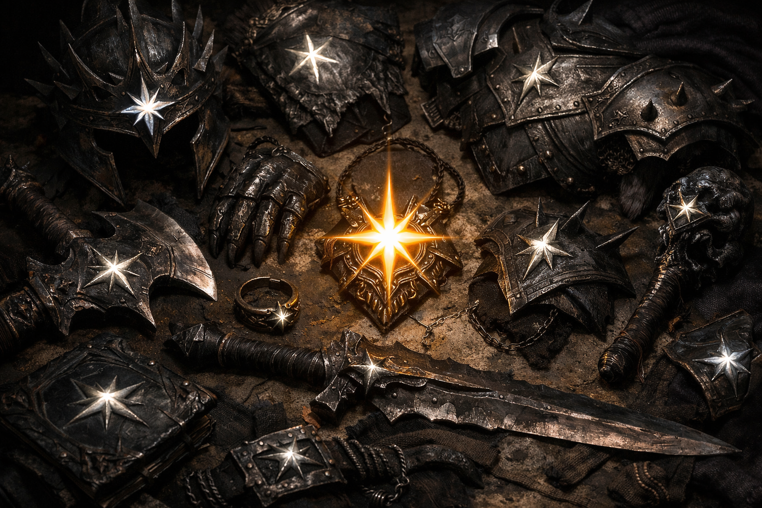 Équipement Diablo 4 avec Affixes Supérieurs — étoiles dorées sur les pièces de gear