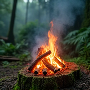 雨林篝火雨声