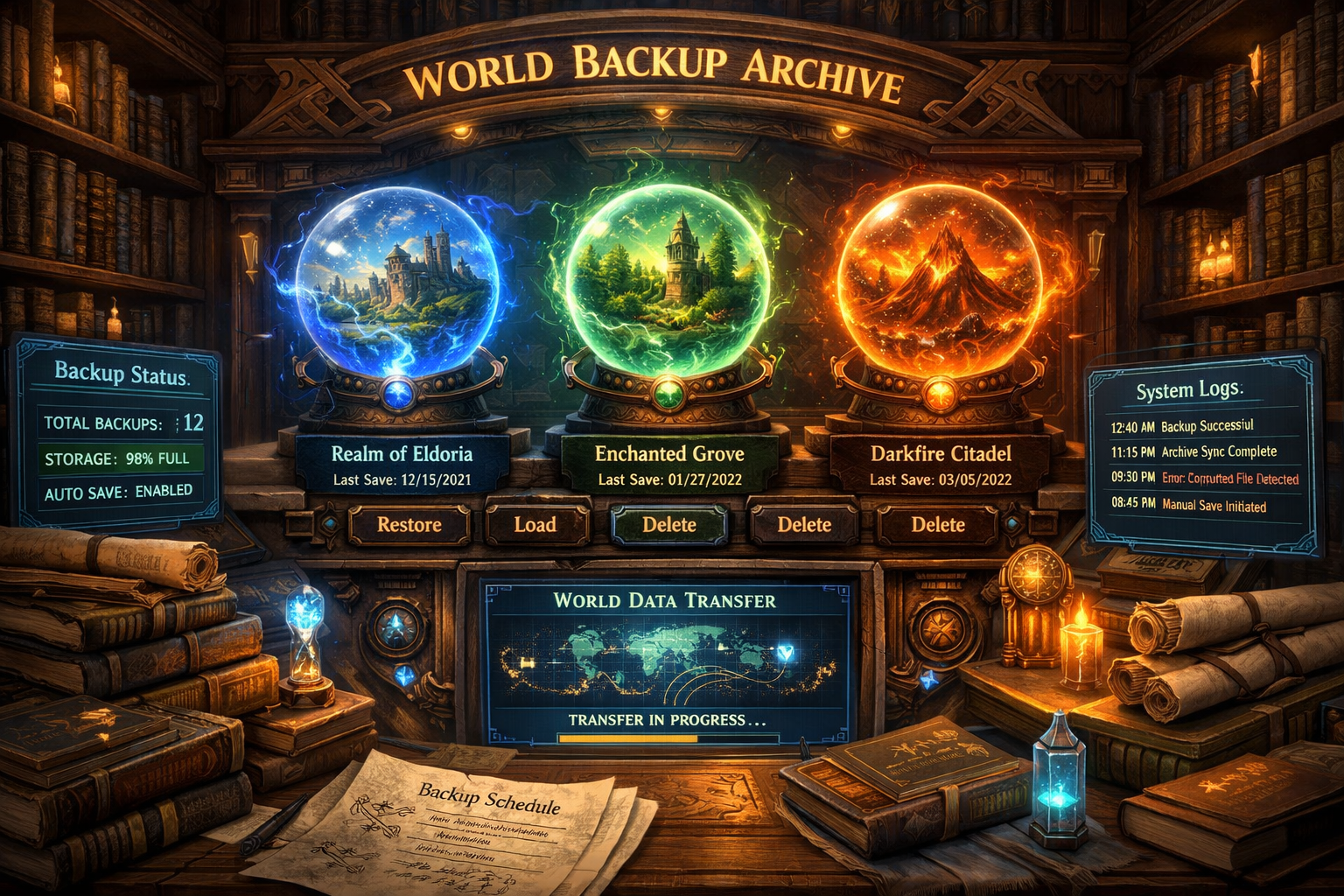 Hytale World Backup system interface sauvegardes de monde