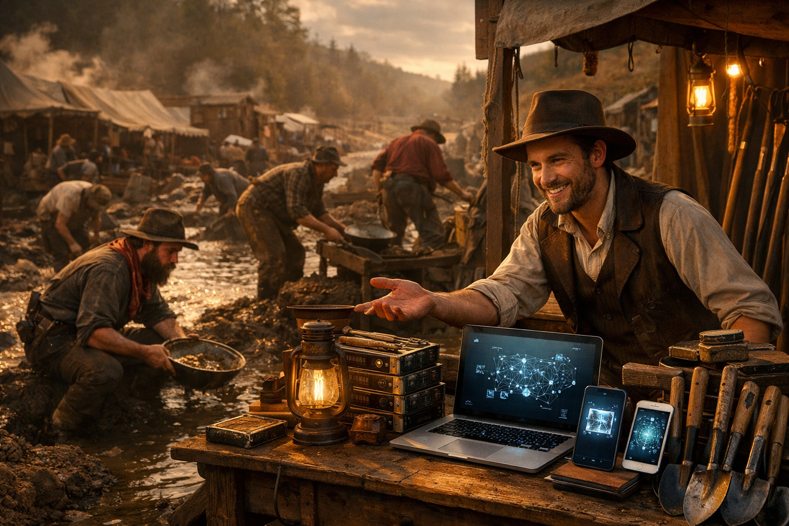 Marché primaire et secondaire IA — analogie ruée vers l'or