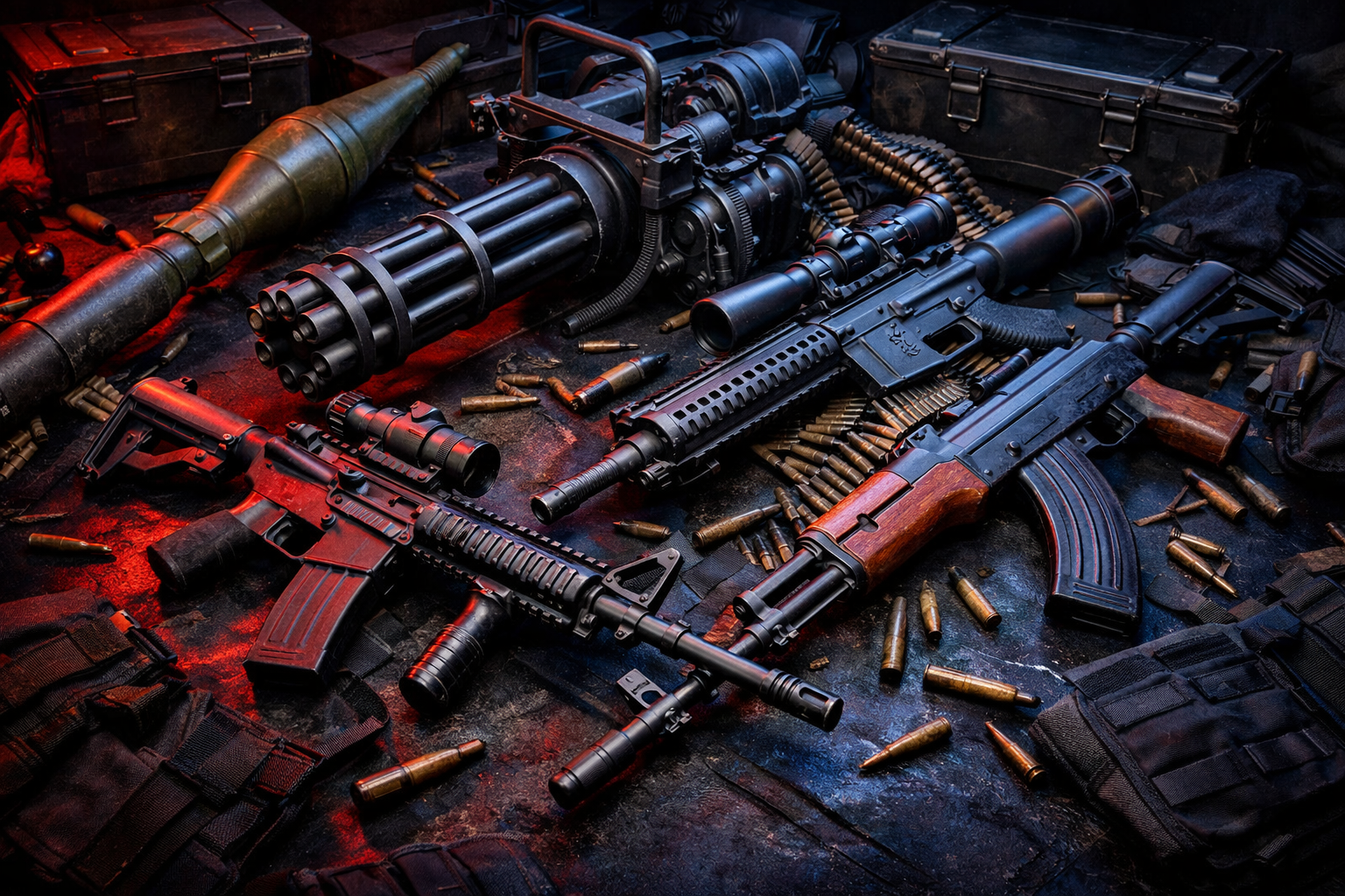 Fusils d'assaut armes lourdes RPG minigun GTA 6