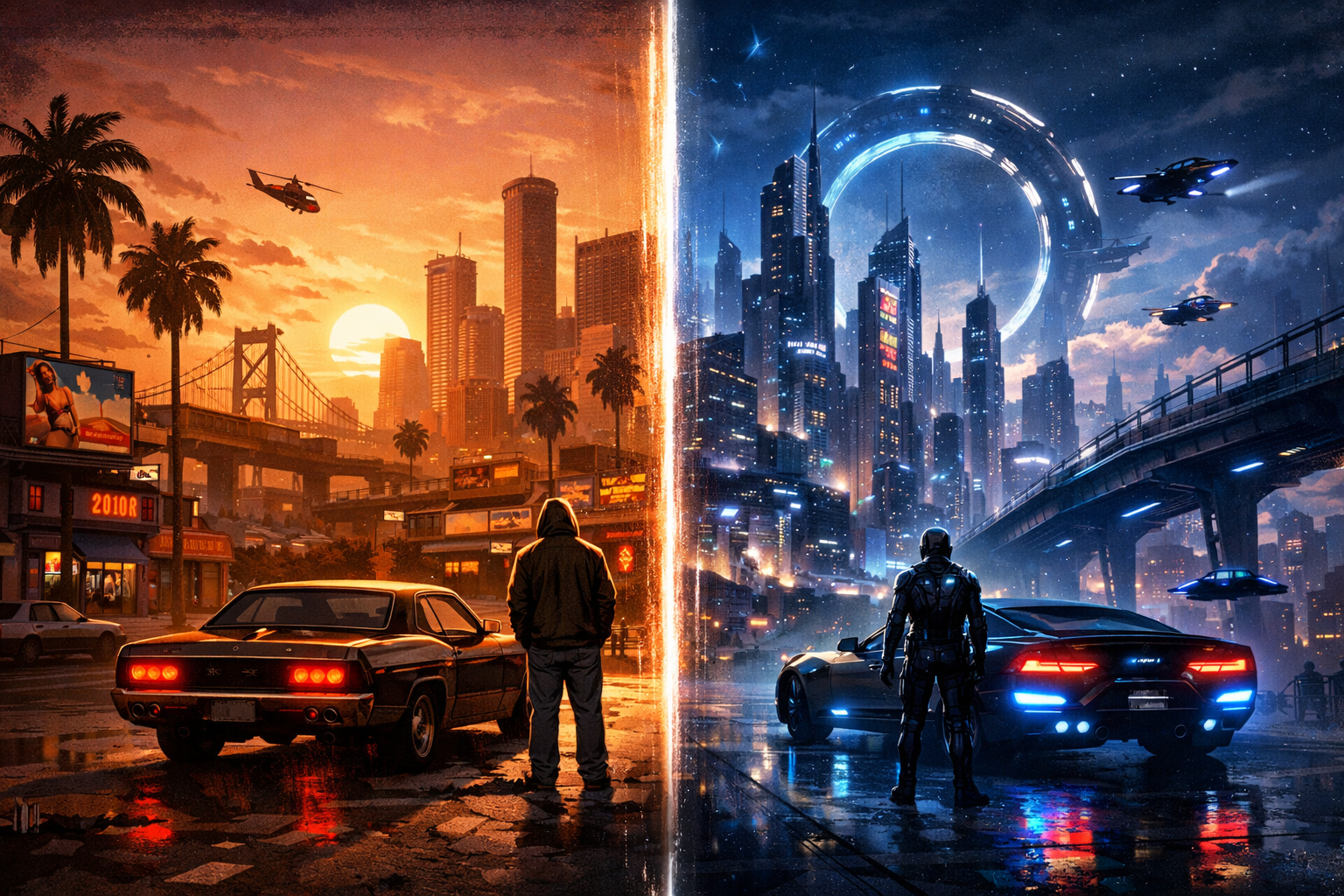 Comparaison GTA V 2012 et GTA 6 2026 timeline gaming