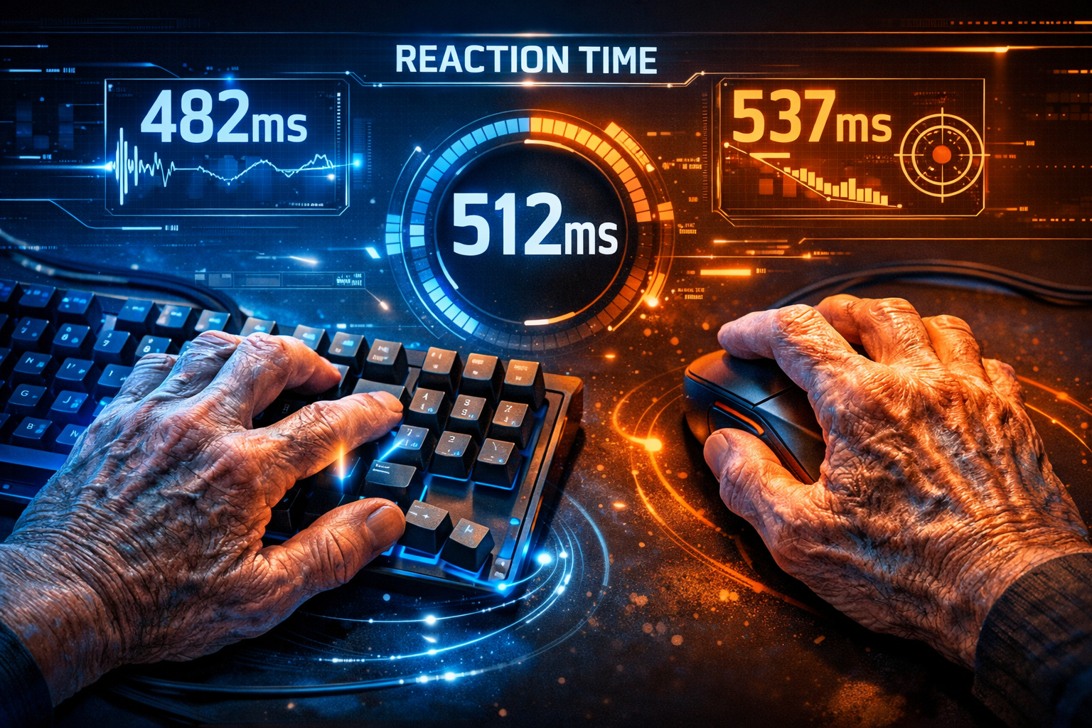 Illustration conceptuelle du vieillissement des réflexes chez les gamers