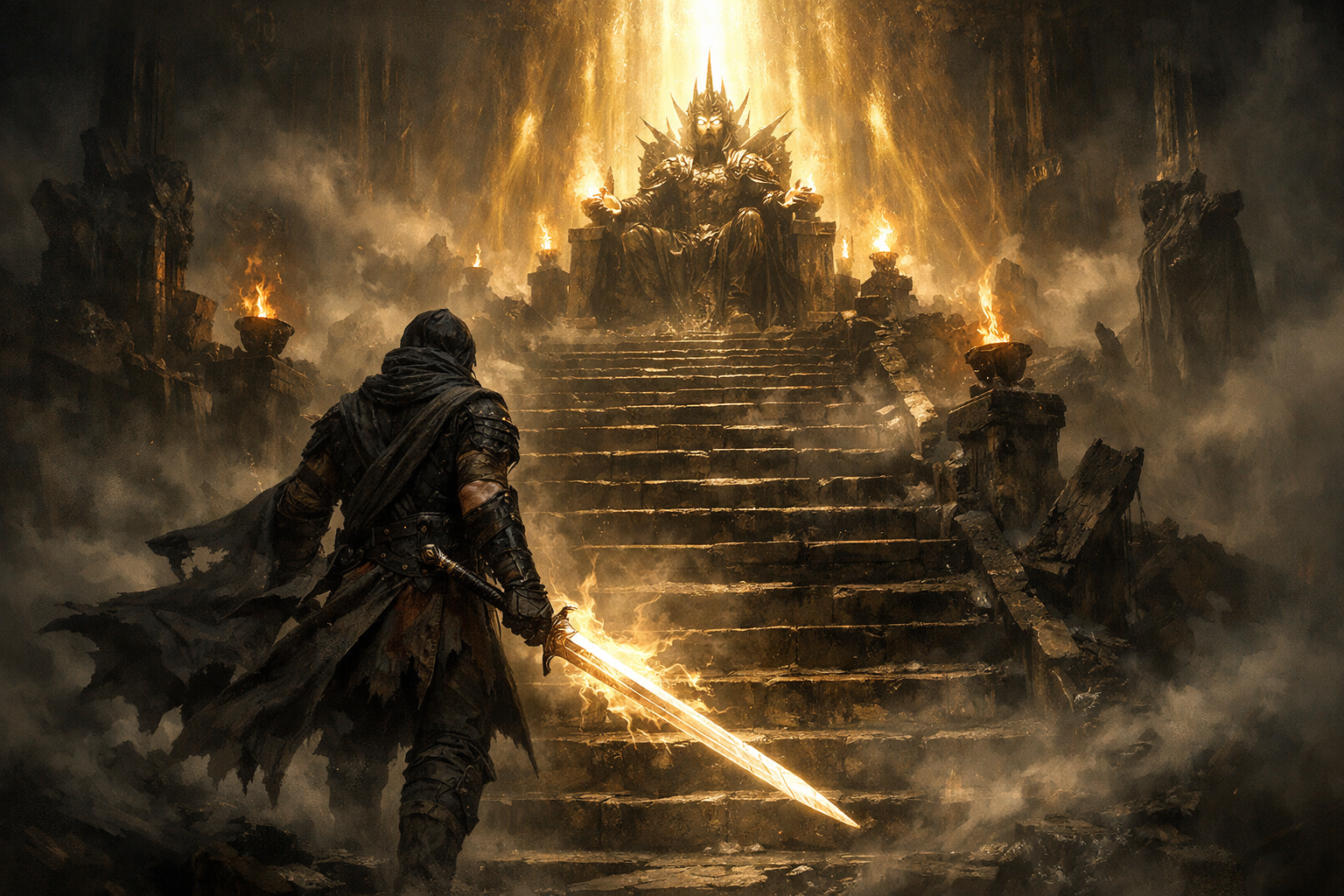 Duelist Path of Exile 2 patch 0.5 climbing stairs toward pinnacle boss throne