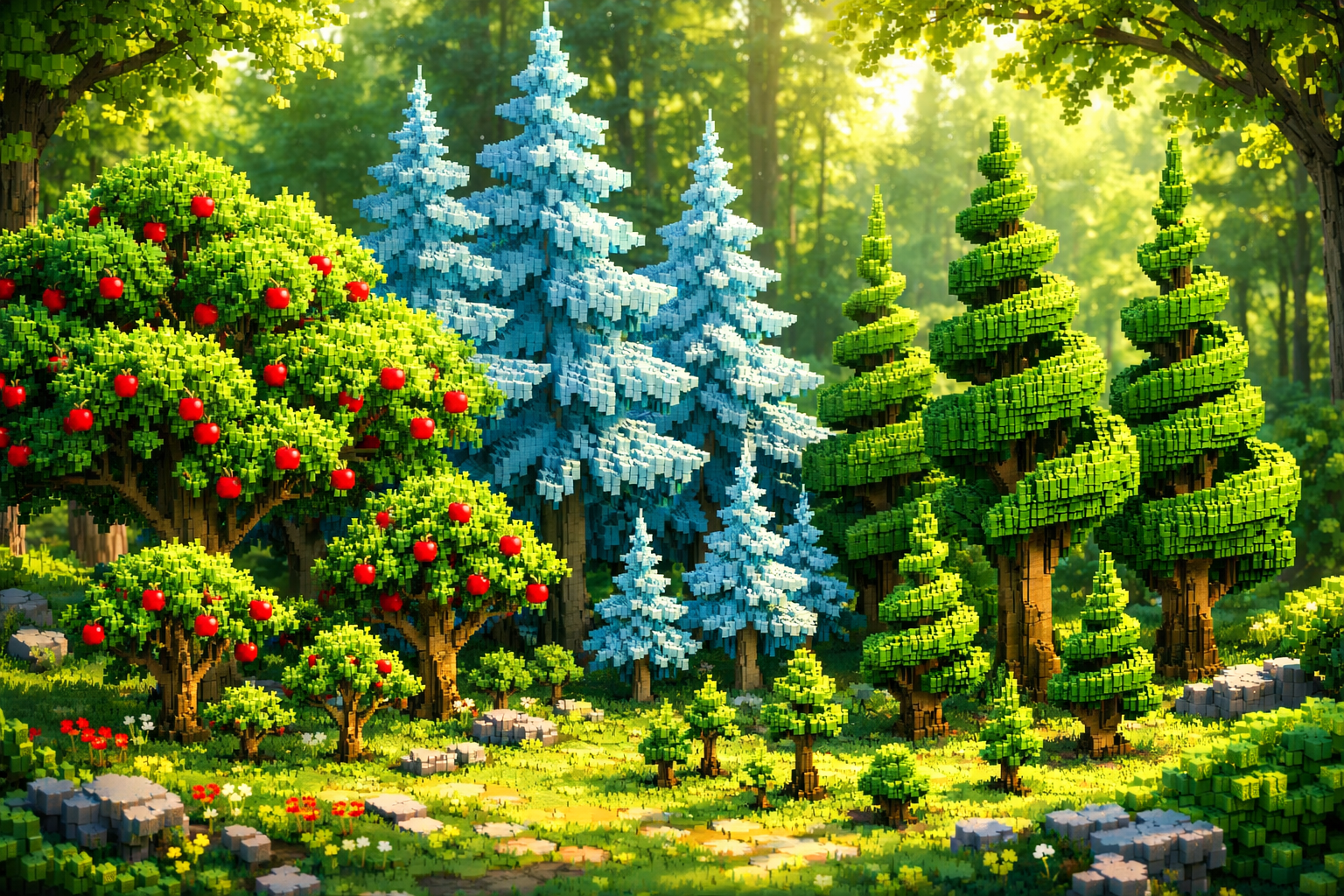 Les quatre nouvelles espèces d'arbres d'Hytale avec stades de croissance