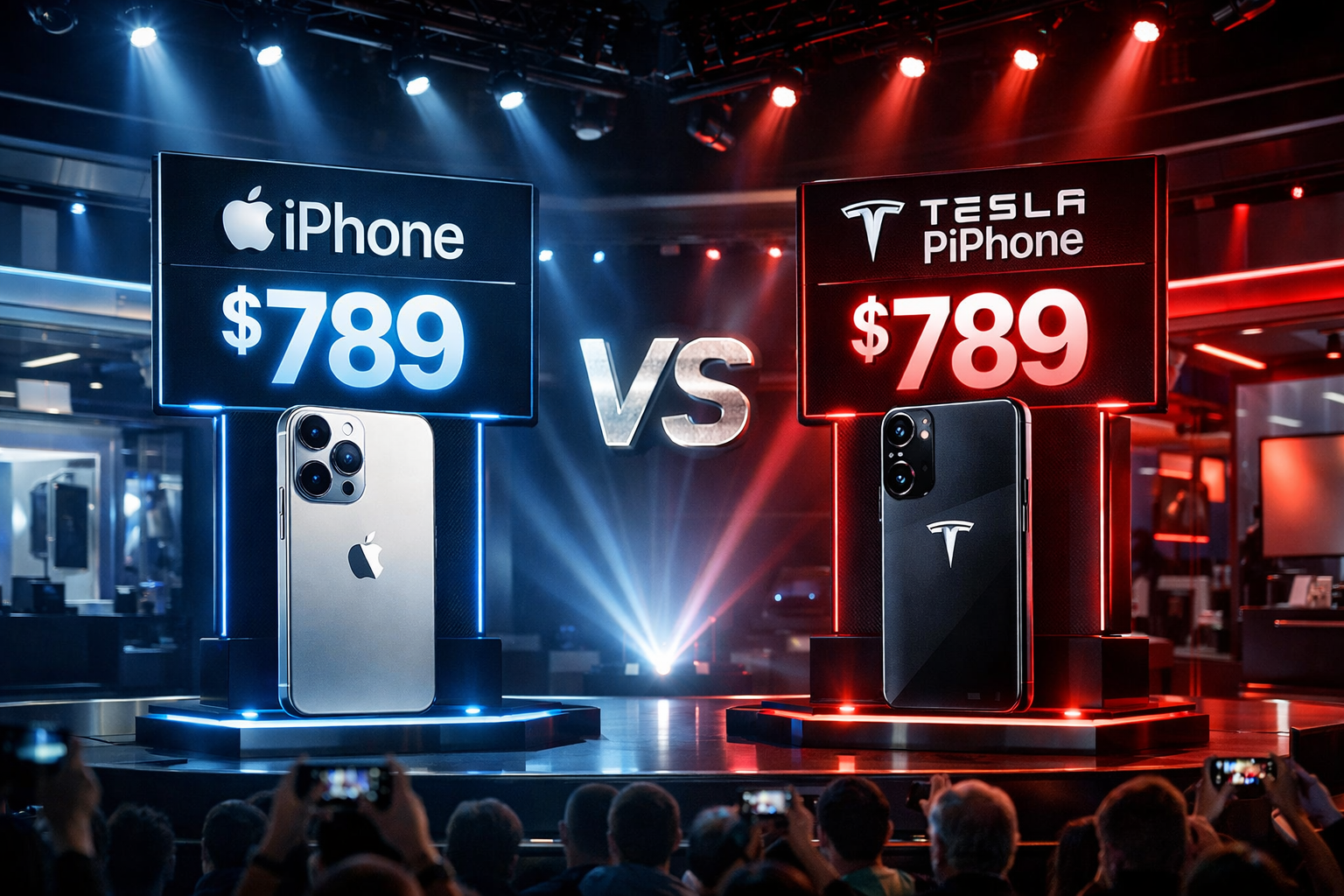 Comparaison de prix Tesla Piphone 789 dollars vs iPhone Apple, lancement mars 2026