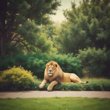 un león en el jardín