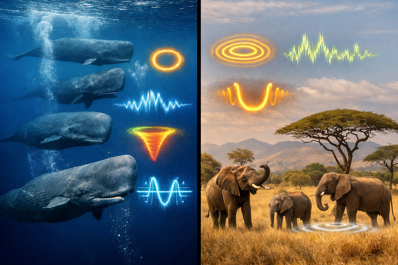 Baleines avec dialectes et éléphants avec prénoms