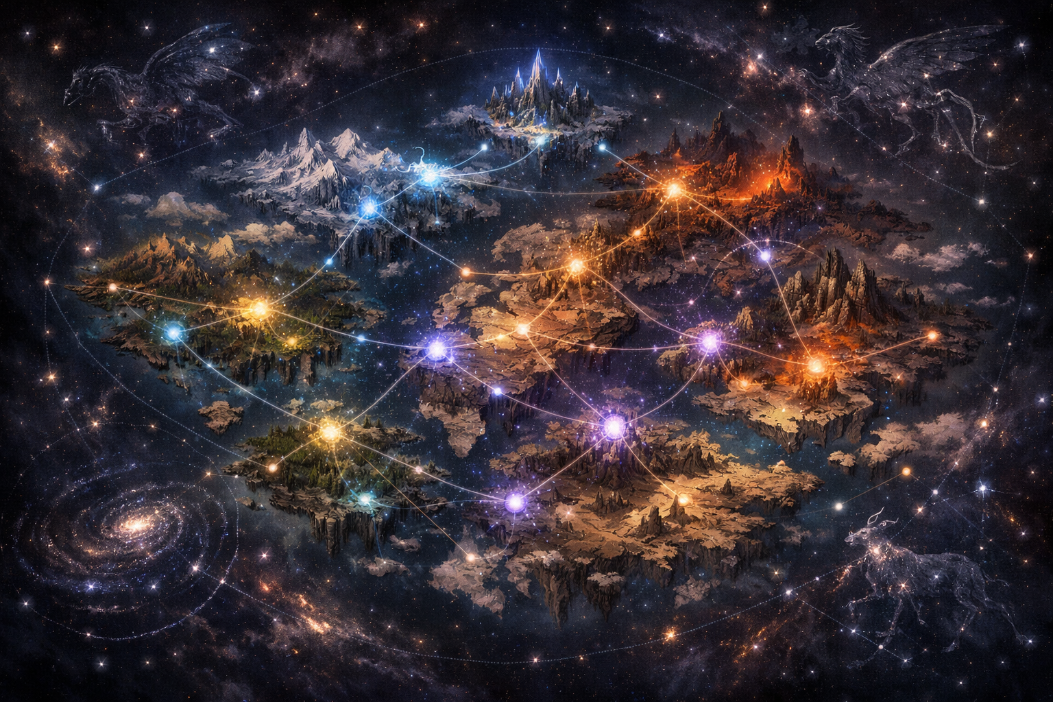 Refonte de l'Atlas Path of Exile 3.28 — carte céleste avec nœuds et connexions