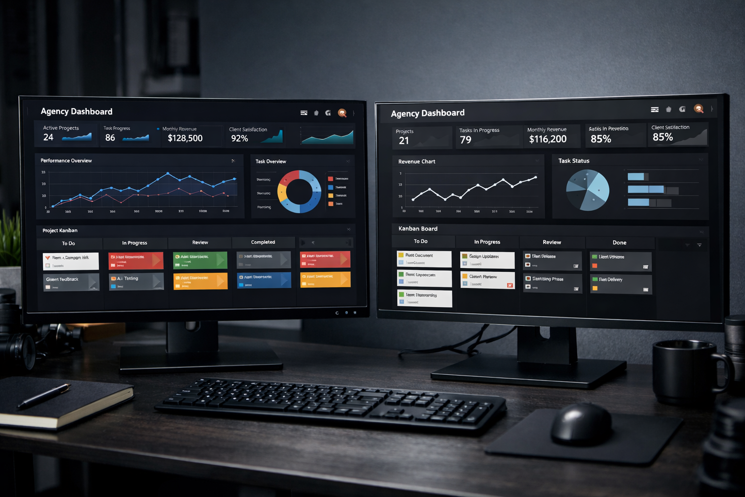 Deux dashboards côte à côte comparant le rendu Agent Teams et le rendu Claude Code standard
