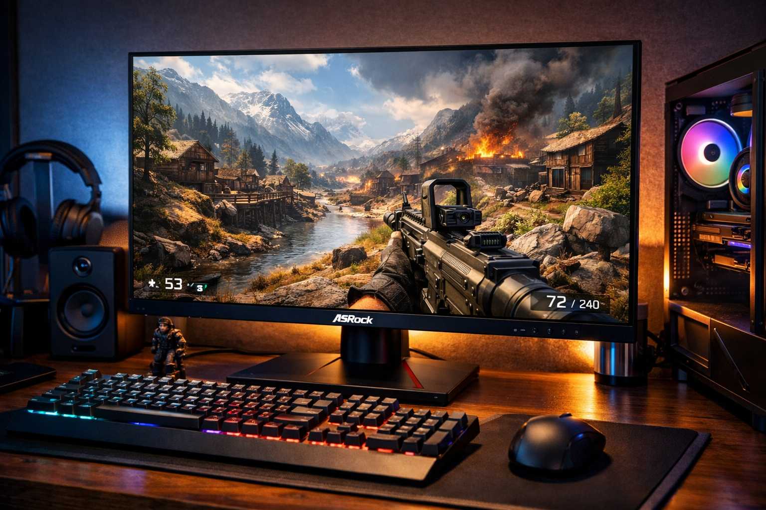 Écran 1440p ASRock PG27QFT2A avec pied ajustable complet