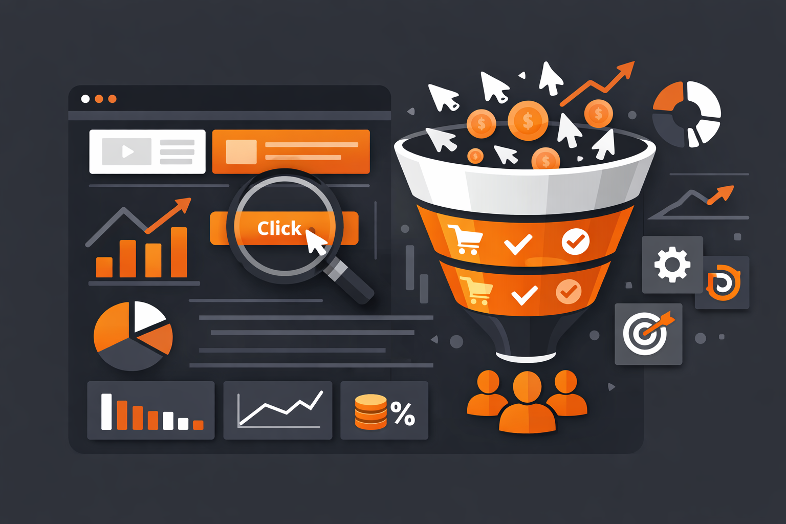 PPC conversion optimization dashboard showing advertising performance metrics and conversion funnel analysis