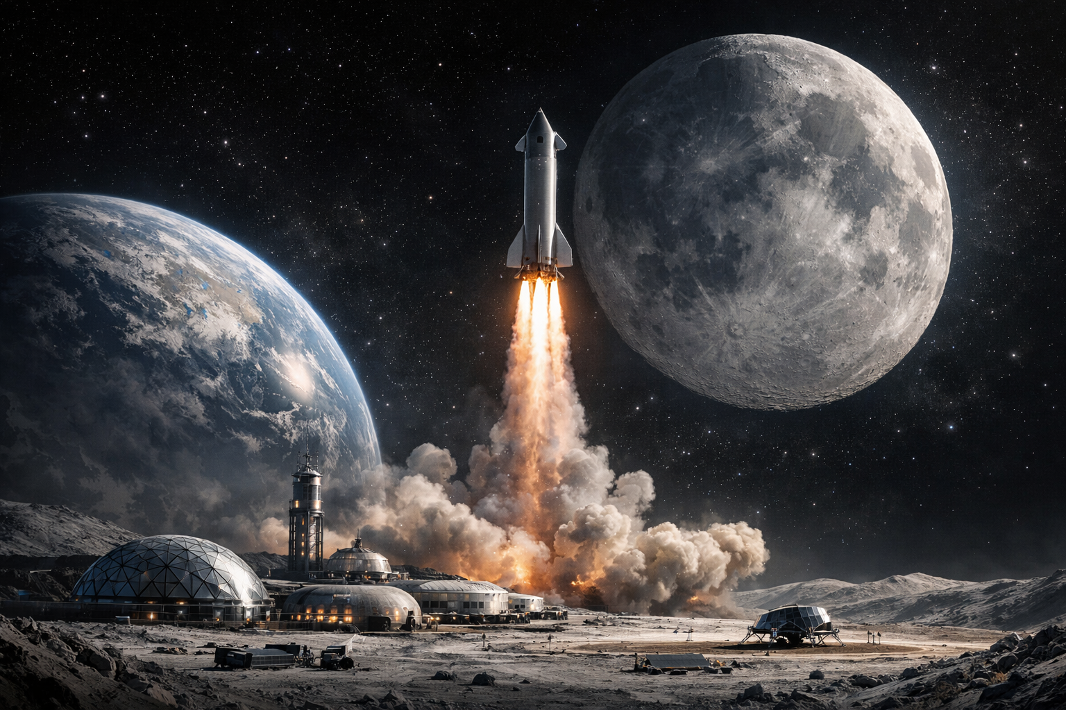 SpaceX Starship vers la Lune — stratégie Moonbase Alpha d'Elon Musk