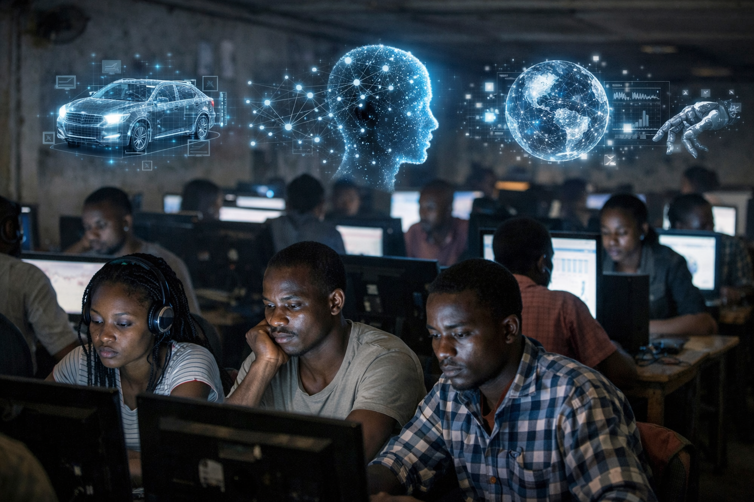 Travailleurs de la donnée invisibles derrière les systèmes d'intelligence artificielle