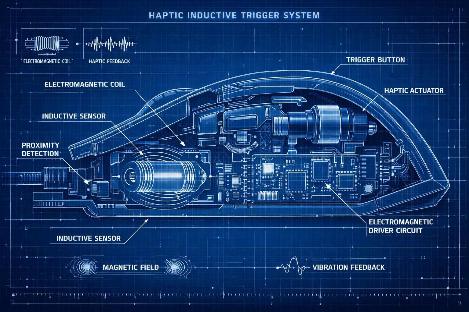 Vue en coupe du système haptique inductif HITS