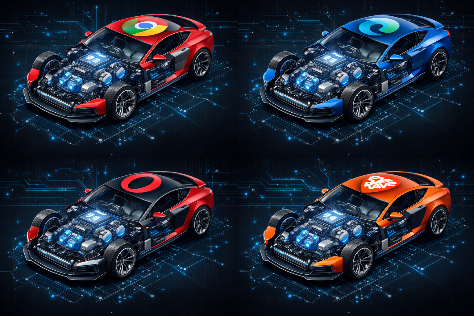 Chromium moteur partagé entre Chrome Edge Opera Brave - schéma