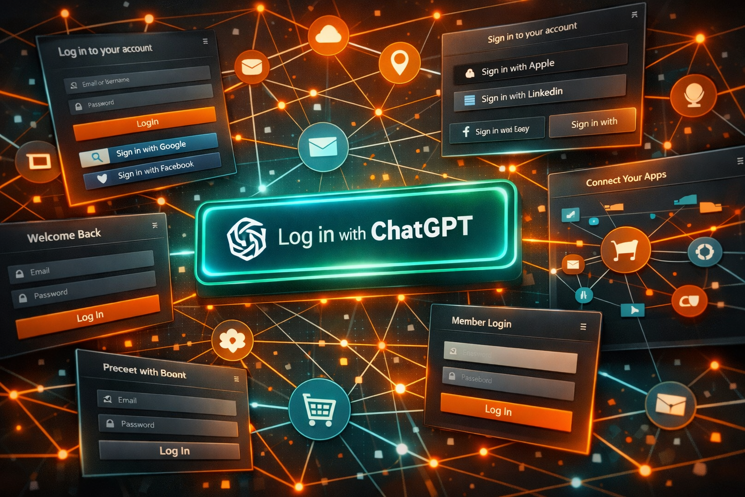 Interface de connexion ChatGPT intégrée sur de multiples sites web