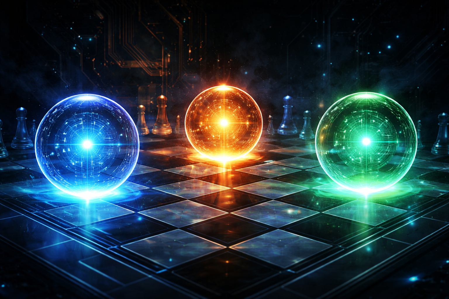 Trois systèmes IA en compétition sur un échiquier numérique