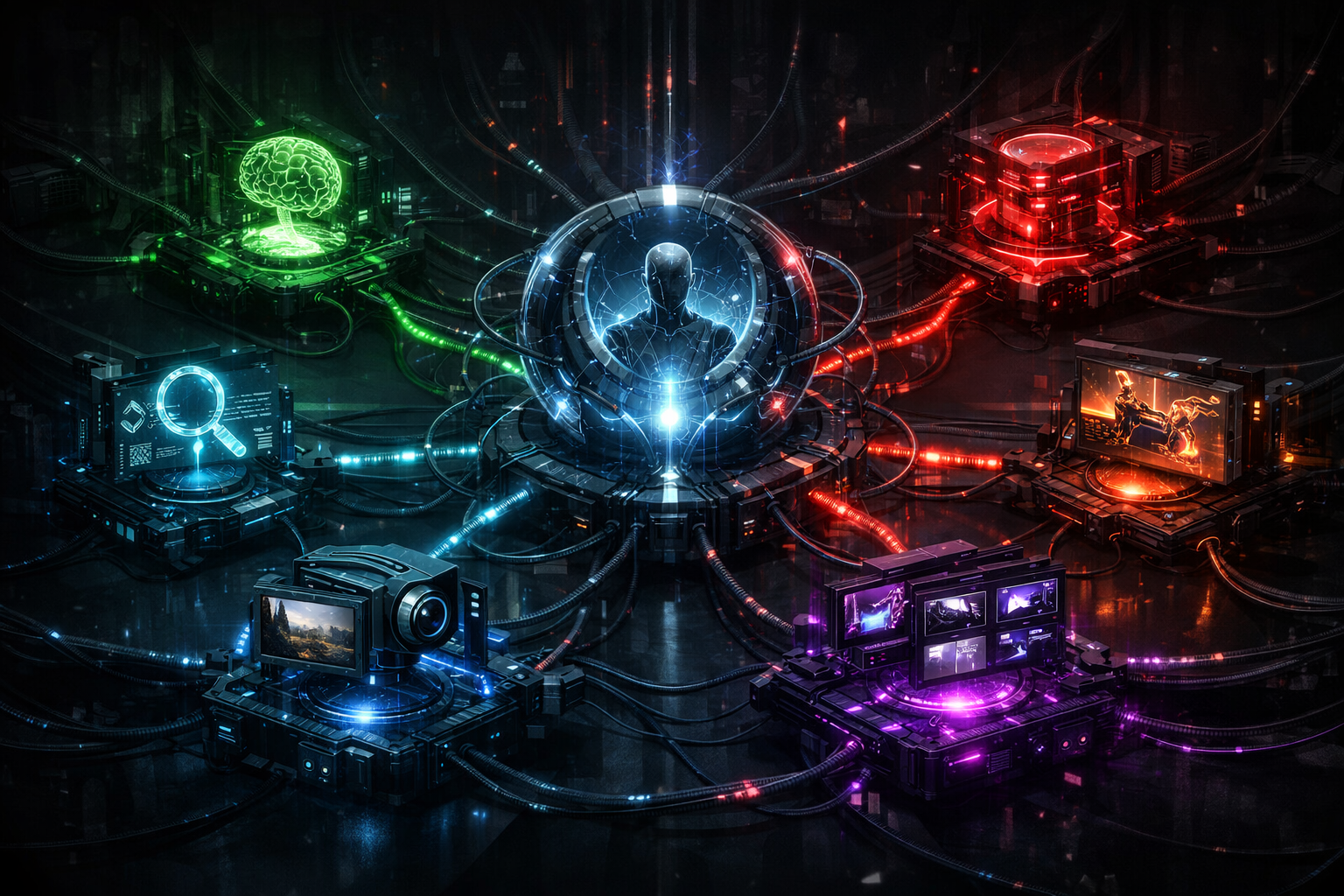 Architecture multi-modèles de Perplexity Computer — 19 modèles IA spécialisés orchestrés par un coordinateur central