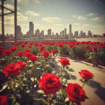 Rote Rosen auf der Dachterrasse