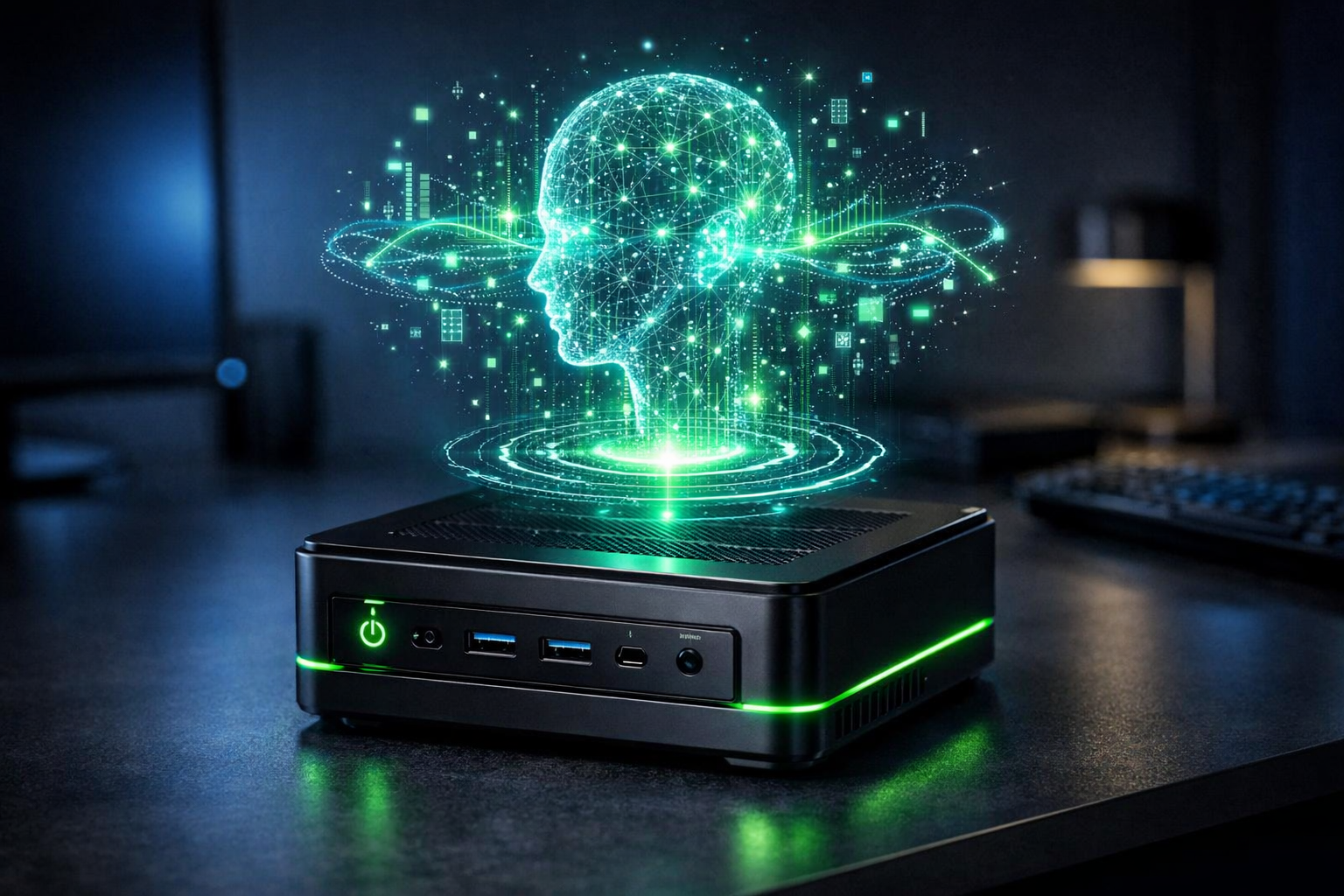 Mini PC superordinateur DGX Spark de Nvidia sur un bureau
