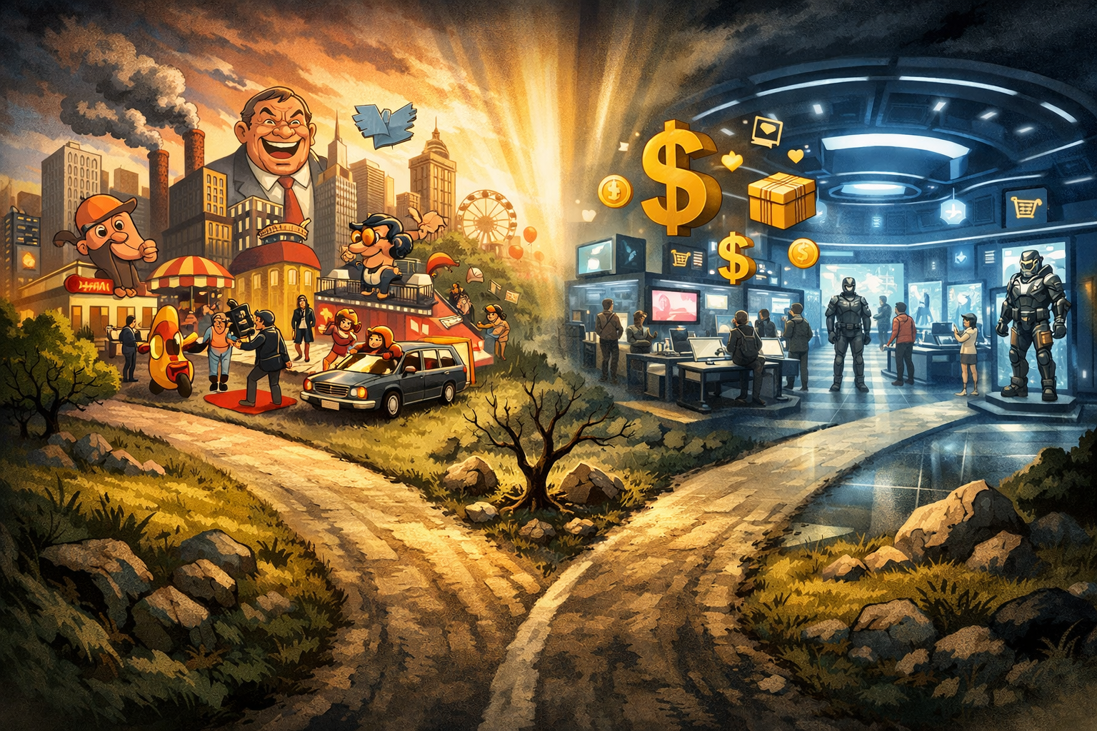 Carrefour symbolique entre satire créative et industrie du multijoueur lucratif