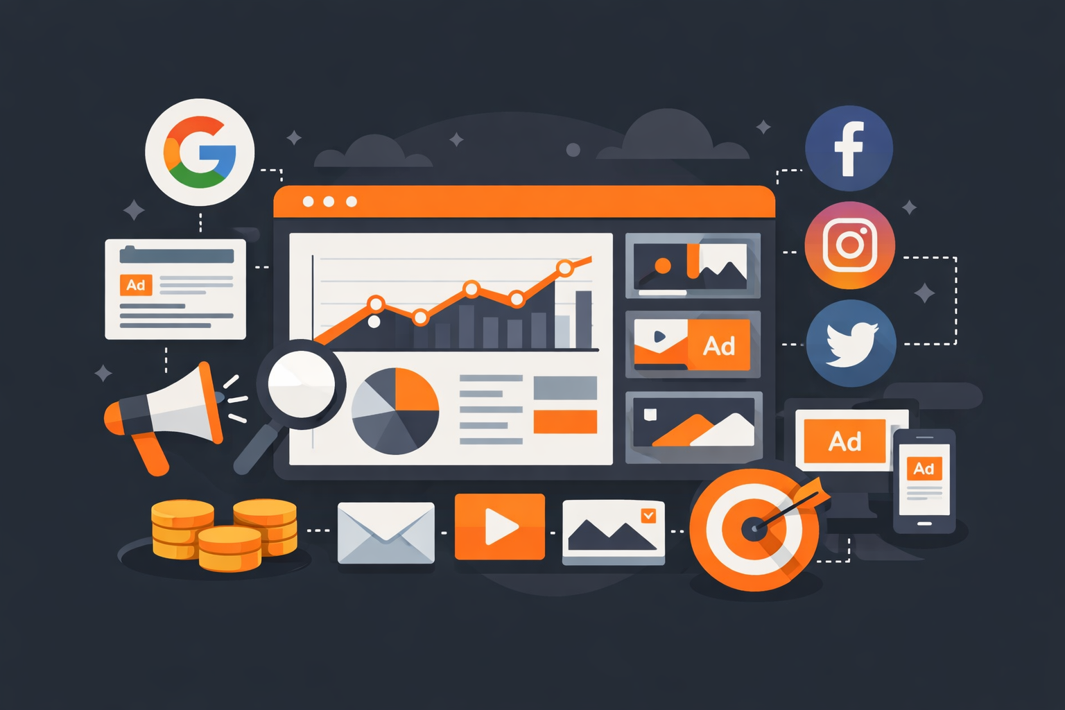 Multi-channel PPC campaign management across Google, Meta, Microsoft and LinkedIn advertising platforms