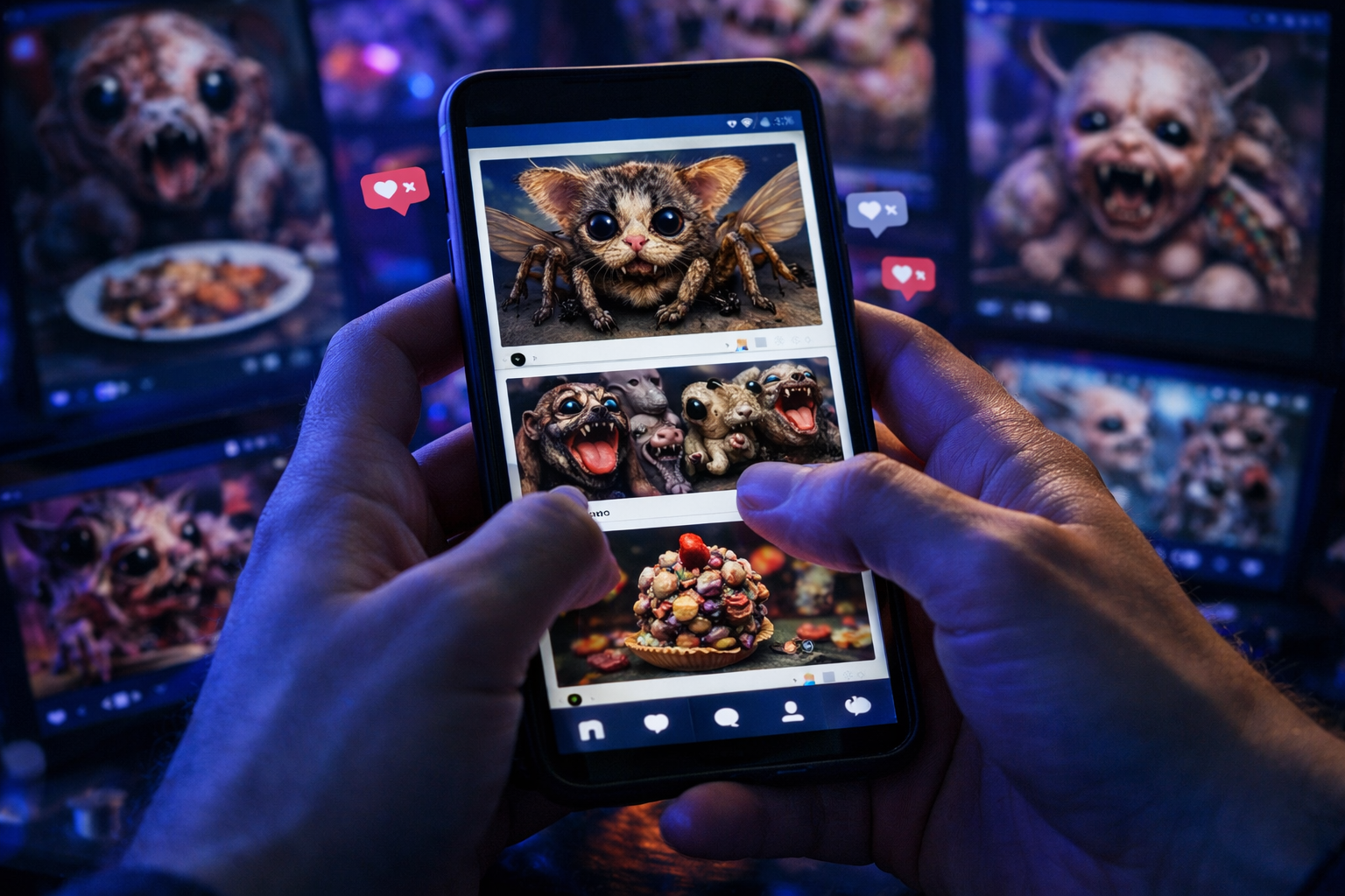 Flux de réseaux sociaux submergés par du contenu généré par l'IA