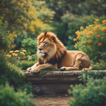 un león en el jardín